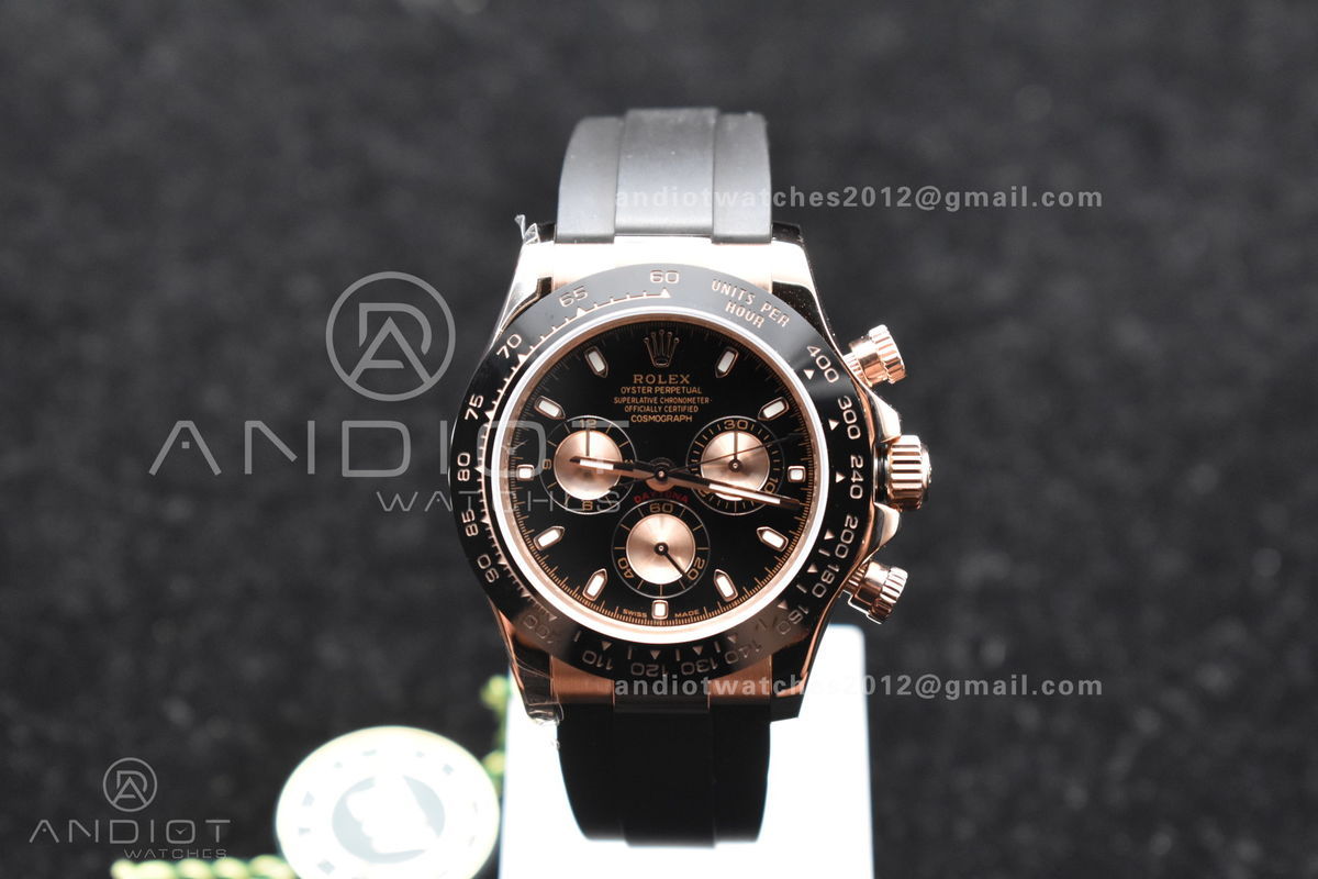 Daytona RG TWF Black Ceramic Bezle Black Dial on Black Rubber Strap A7750